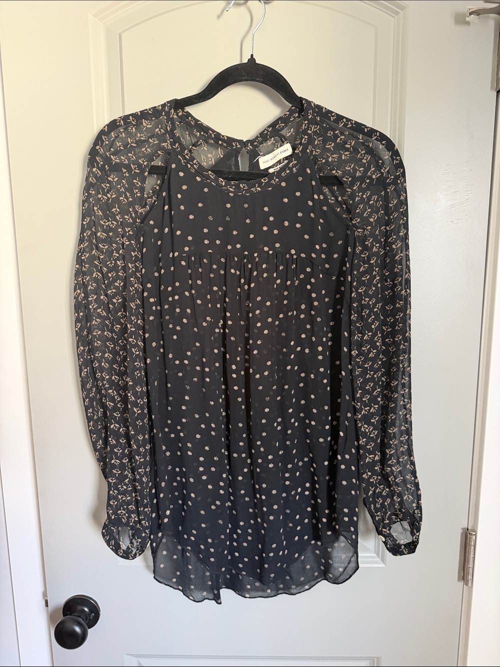 Isabel Marant Black Blouse with Cream Polka Dot Print